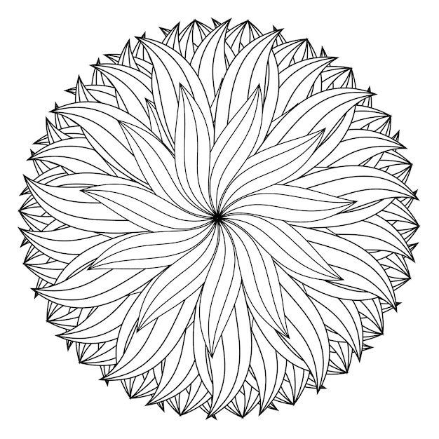 Mejor página para colorear de flores y mandala de ilustración de flores dibujadas a mano para adultos