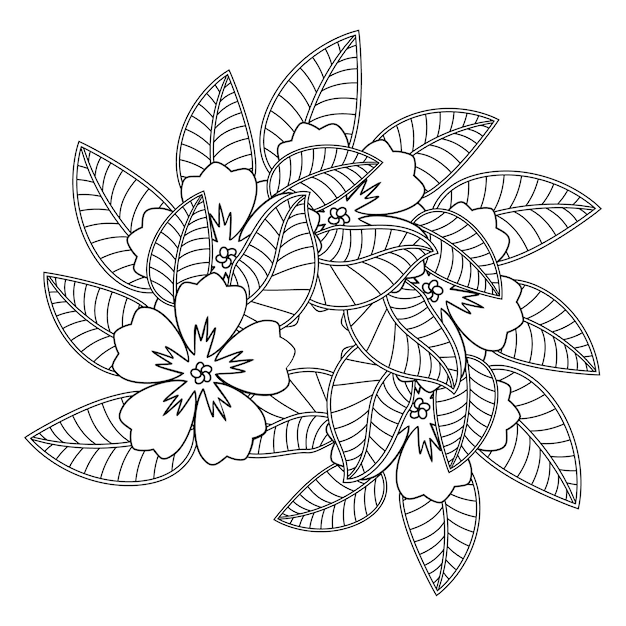 Mejor página para colorear de flores y mandala de ilustración de flores dibujadas a mano para adultos