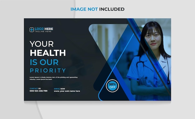 mejor plantilla de banner web de atención médica y diseño de miniaturas de YouTube