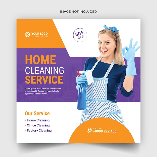 Vector el mejor servicio de limpieza para publicación de redes sociales en el hogar y plantilla de banner