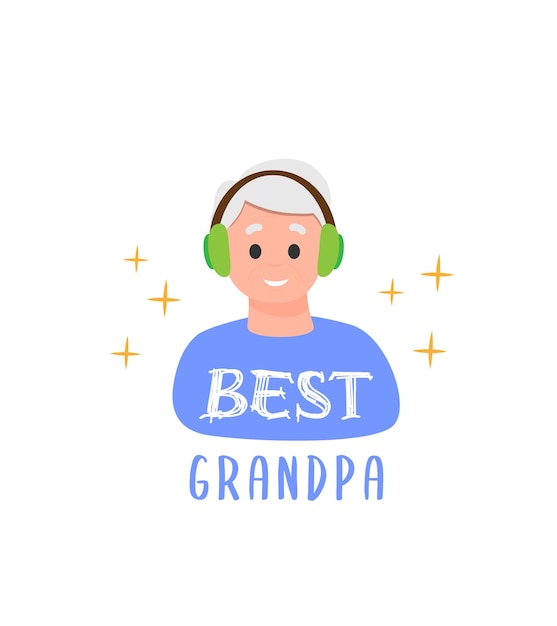 Mejor tarjeta de felicitación de abuelo viejo hombre maduro personaje día de los abuelos celebración concepto vectorial