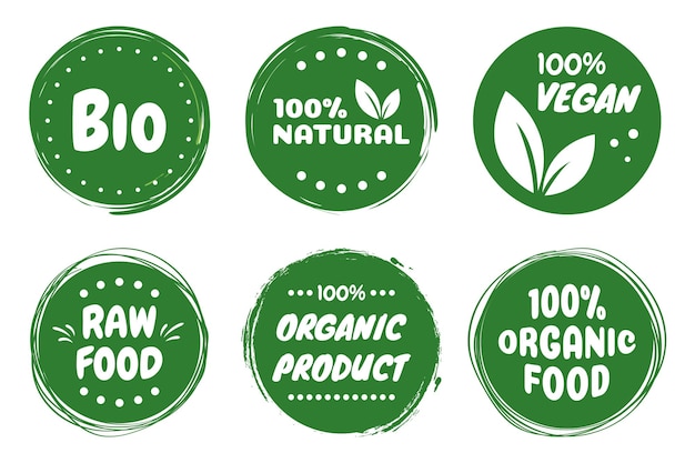 Mejor vector Conjunto bio, vegano, ecología, logotipos y distintivos orgánicos, etiqueta, etiqueta. Diseño de ilustración vectorial.