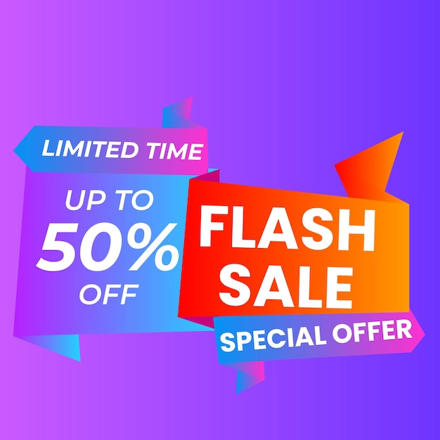 Mejor venta instantánea con fondo de gradiente abstracto hasta un descuento de hasta el 50 Promoción de descuento de diseño de banner