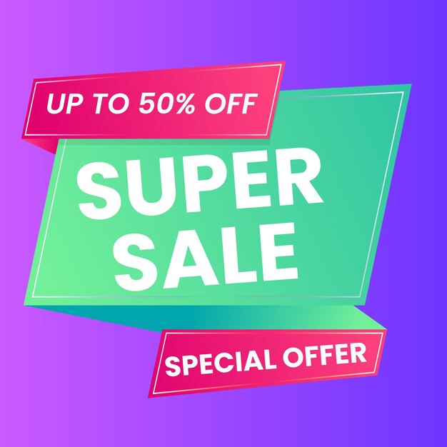 Mejor venta instantánea con fondo de gradiente abstracto hasta un descuento de hasta el 50 Promoción de descuento de diseño de banner