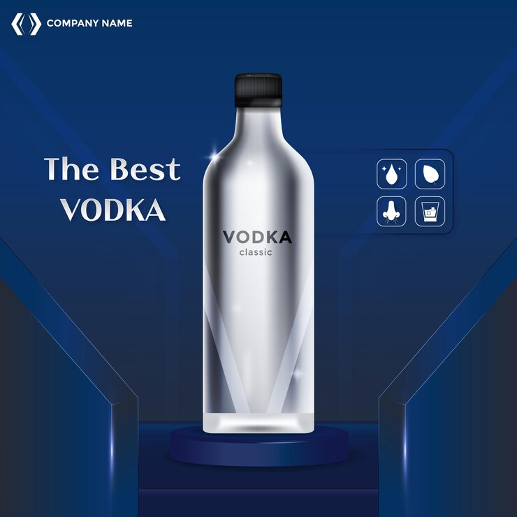 Vector el mejor vodka con diseño de plantilla de gradiente azul de podio