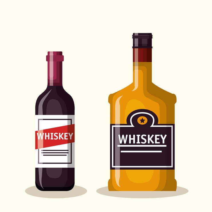 Vector el mejor whisky establece botellas ilustración vectorial diseño