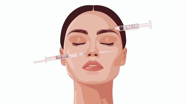 Vector mejoramiento cosmético facial con tratamiento inyectable