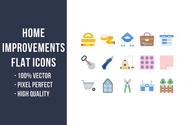 Mejoras para el hogar Iconos multicolores planos