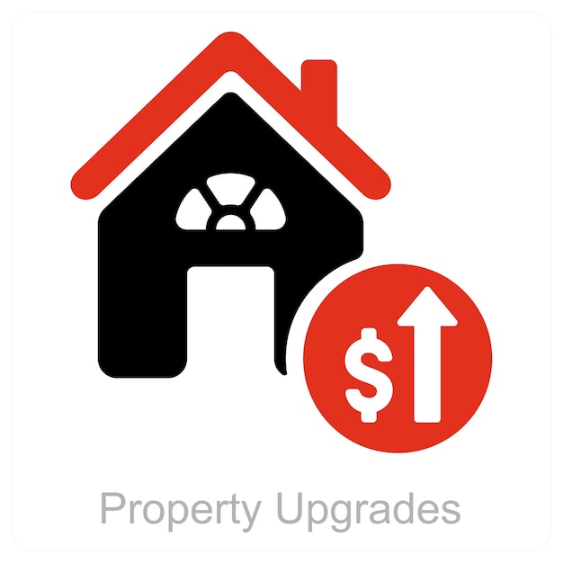 Mejoras de propiedades y concepto de icono inmobiliario
