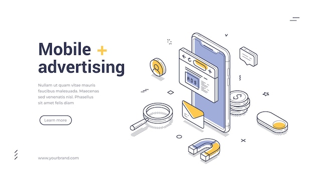 Mejore su estrategia con este diseño de plantilla de banner web de publicidad móvil