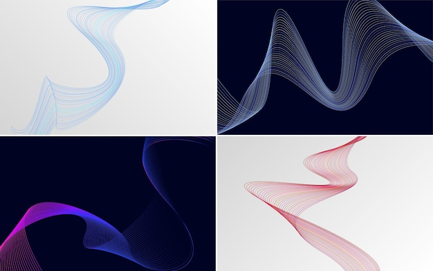 Mejore sus diseños con este conjunto de 4 fondos de líneas vectoriales