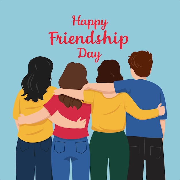 mejores amigos celebrando el día de la amistad ilustración vectorial