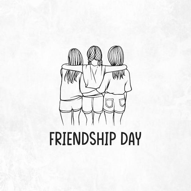 Mejores amigos dibujados a mano abrazándose celebrando el día de la amistad