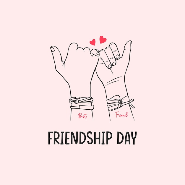 Mejores amigos dibujados a mano haciendo dedos de promesa celebrando el día de la amistad