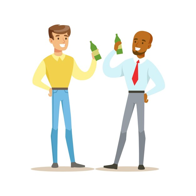 Mejores amigos felices tomando una cerveza después del trabajo Parte de la serie de ilustraciones de amistad