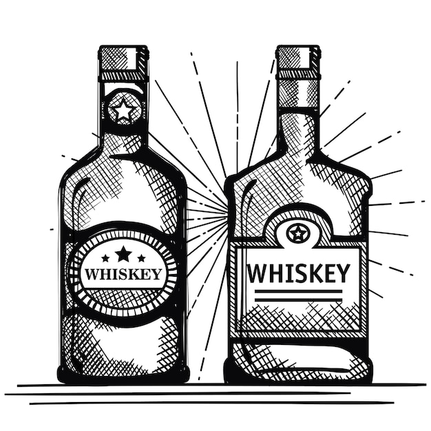 mejores botellas de whisky set botellas vector dibujado diseño