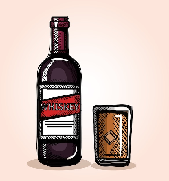 Vector mejores botellas de whisky y tazas de diseño de ilustración vectorial