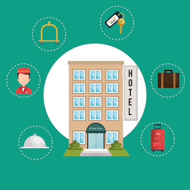 Vector mejores iconos de servicios de conjunto de hotel