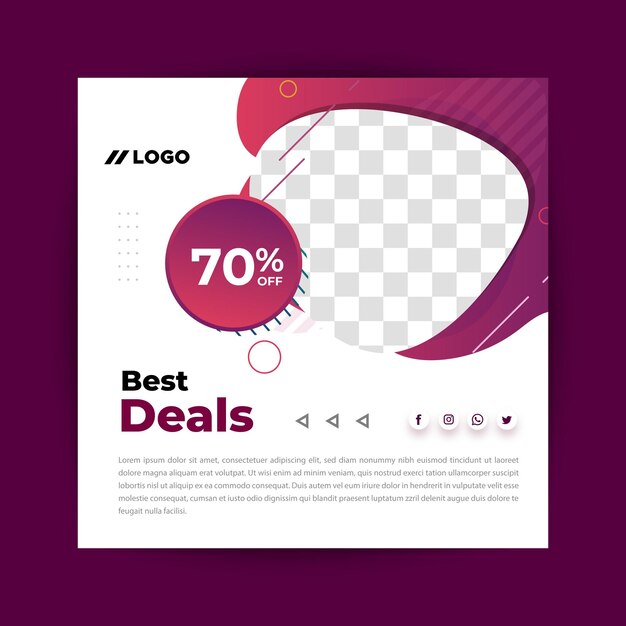 Las mejores ofertas Post de venta Template positivismo concepto Post de plantilla cuadrada vector folleto de compras en línea