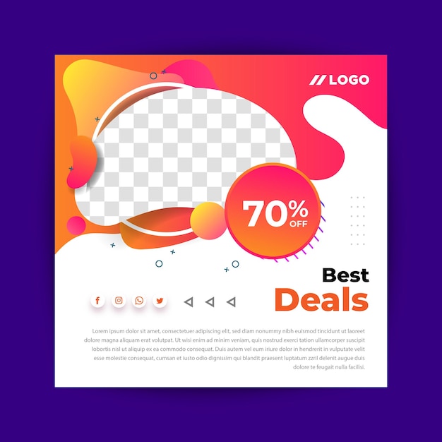 Las mejores ofertas Post de venta Template positivismo concepto Post de plantilla cuadrada vector folleto de compras en línea