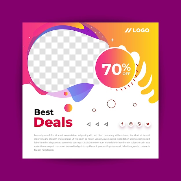 Las mejores ofertas Post de venta Template positivismo concepto Post de plantilla cuadrada vector folleto de compras en línea