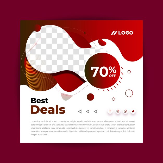 Las mejores ofertas Post de venta Template positivismo concepto Post de plantilla cuadrada vector folleto de compras en línea