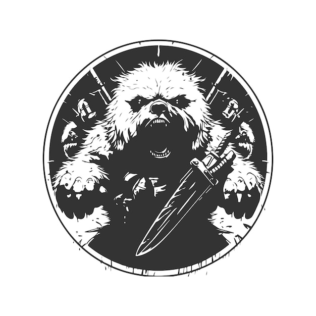 melee warlord sloth vintage logo línea arte concepto blanco y negro color dibujado a mano ilustración