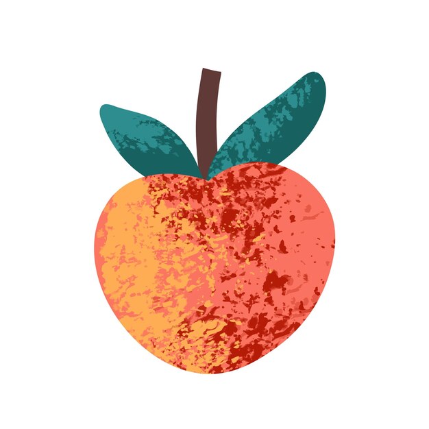Melocotón sobre un fondo blanco Ilustración vectorial