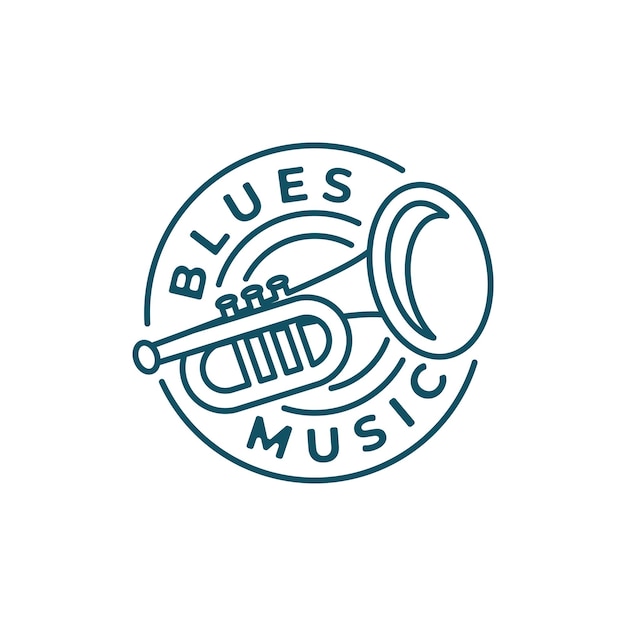 Melodic blues, un diseño de logotipo de música de trompeta