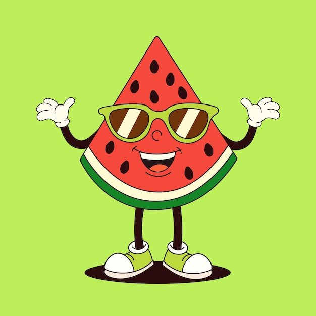 Vector melón de agua con gafas