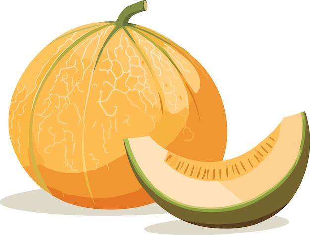 melón cantaloupe con una rebanada de la carne jugosa