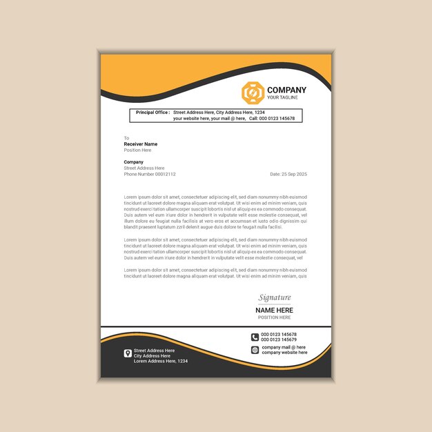 Membrete corporativo CleanCut Diseño de tamaño A4 simple y profesional con gráficos vectoriales sangrados