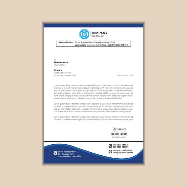 Membrete corporativo CleanCut Diseño de tamaño A4 simple y profesional con gráficos vectoriales sangrados