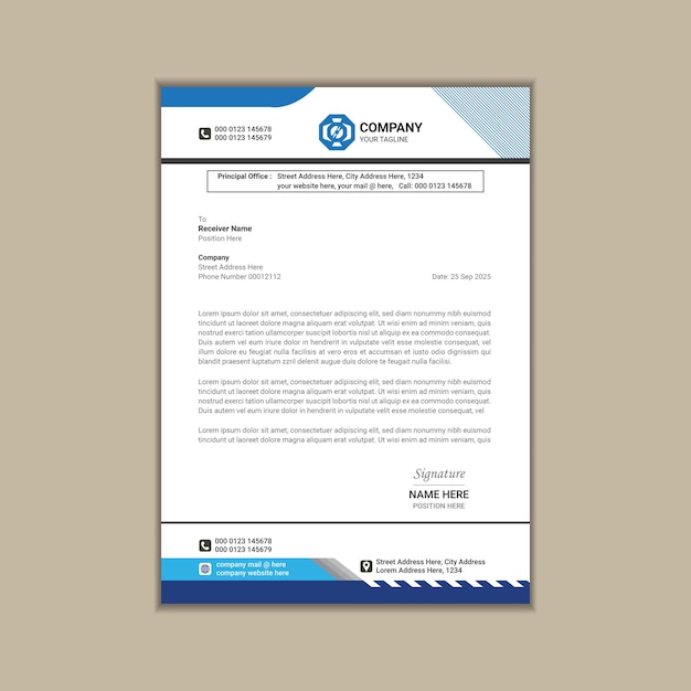 Membrete corporativo contemporáneo Un diseño limpio y minimalista para su negocio