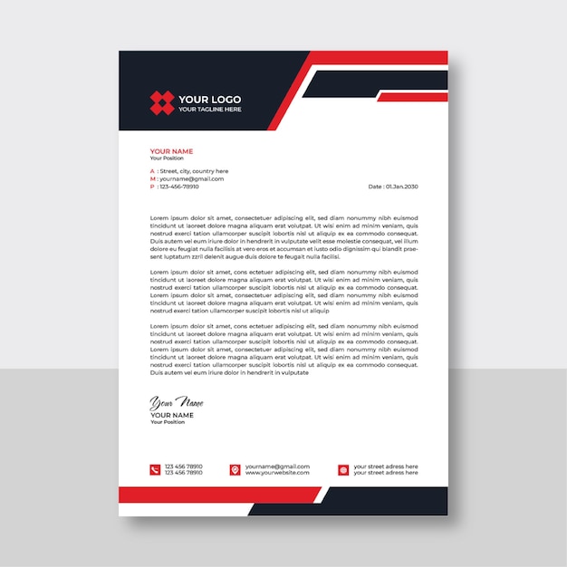 Membrete de empresa moderno con plantilla de diseño profesional