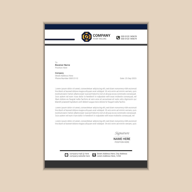 Membrete de negocios corporativos modernos Tamaño A4 simple y limpio con diseño de vector de sangrado