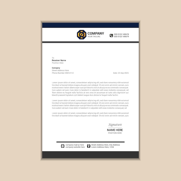 Membrete de negocios corporativos modernos Tamaño A4 simple y limpio con diseño de vector de sangrado