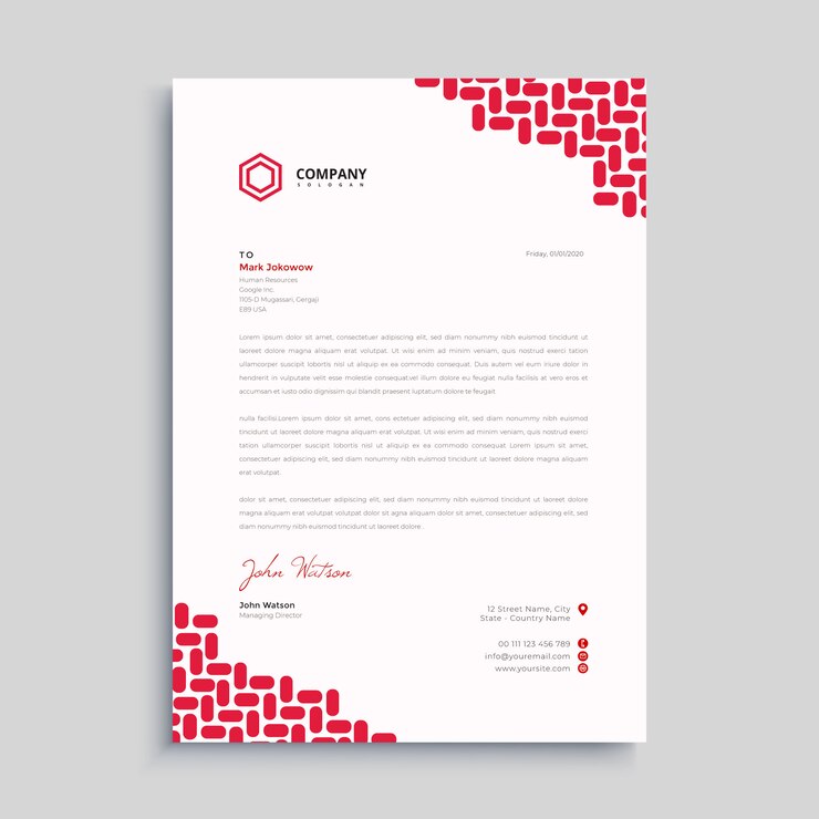 Membrete simple rojo premium