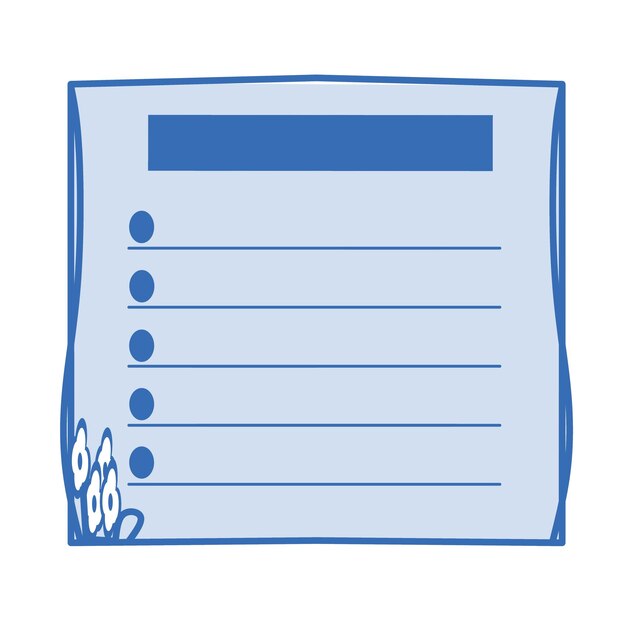 Memopad con la ilustración del marco estético de la flor azul