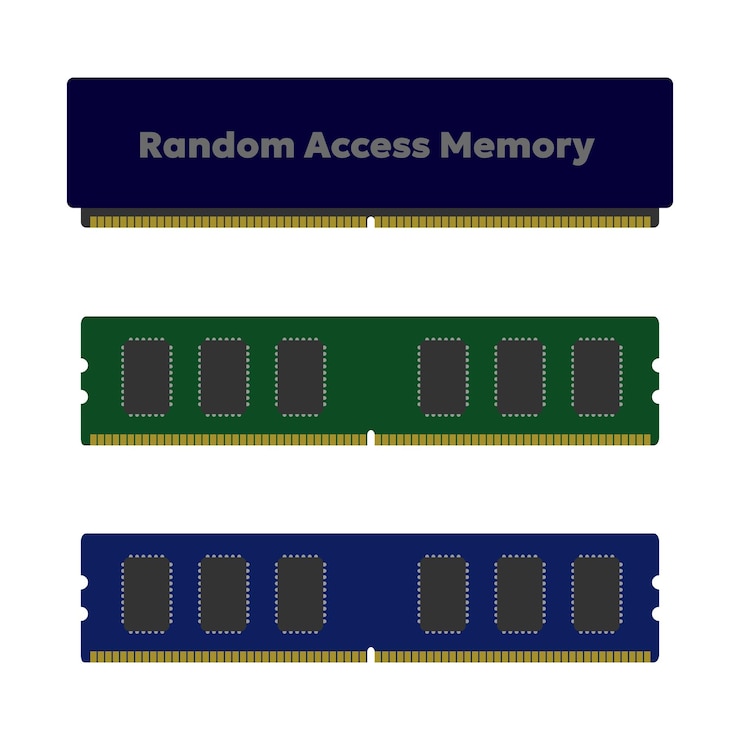 Vector memoria de acceso aleatorio o icono de computadora ram ilustración vectorial de diseño plano