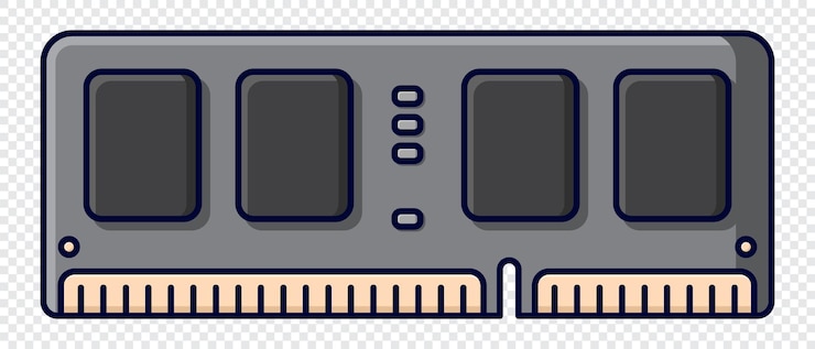 Vector memoria ram de la computadora icono de la memoria ram de acceso aleatorio memoria plana de estilo de dibujos animados ilustración vectorial