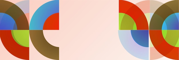 Memphis círculo rojo azul verde colorido diseño abstracto banner