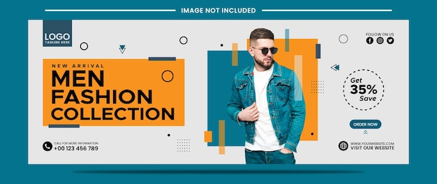 Vector men fashion collection oferta diseño de plantilla de banner de redes sociales