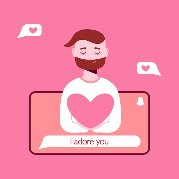 Vector mensaje de amor de un hombre con una declaración de amor