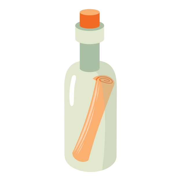 Mensaje en la botella Estilo plano de dibujos animados Botella de vidrio con letra