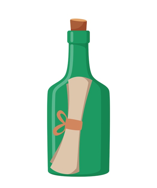 Mensaje en la botella Ilustración vectorial del símbolo de las acciones de los piratas