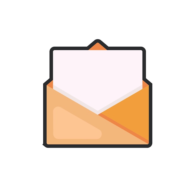 mensaje de carta abierta con contorno en diseño vectorial plano