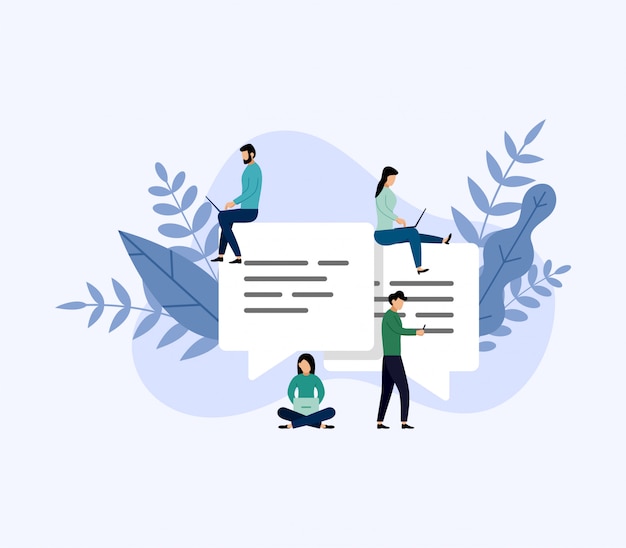 Mensaje de chat de burbujas, personas en línea chateando, concepto de negocio ilustración vectorial