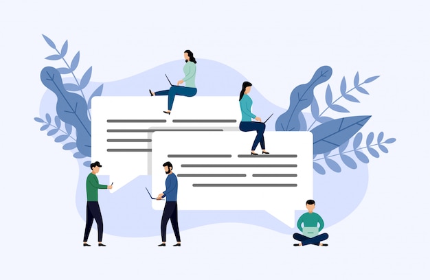 Mensaje de chat de burbujas, personas en línea chateando, concepto de negocio ilustración vectorial