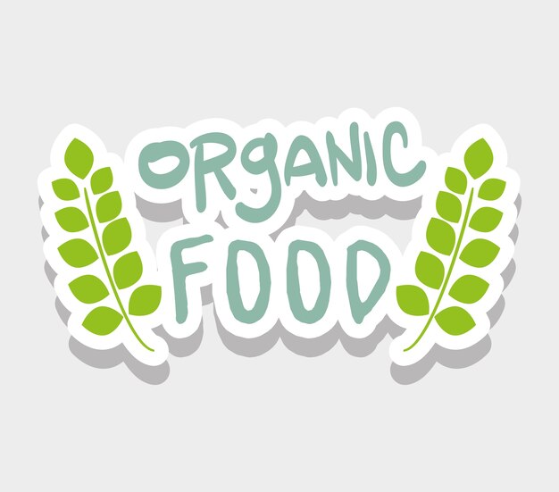 Mensaje de comida orgánica con hojas naturales